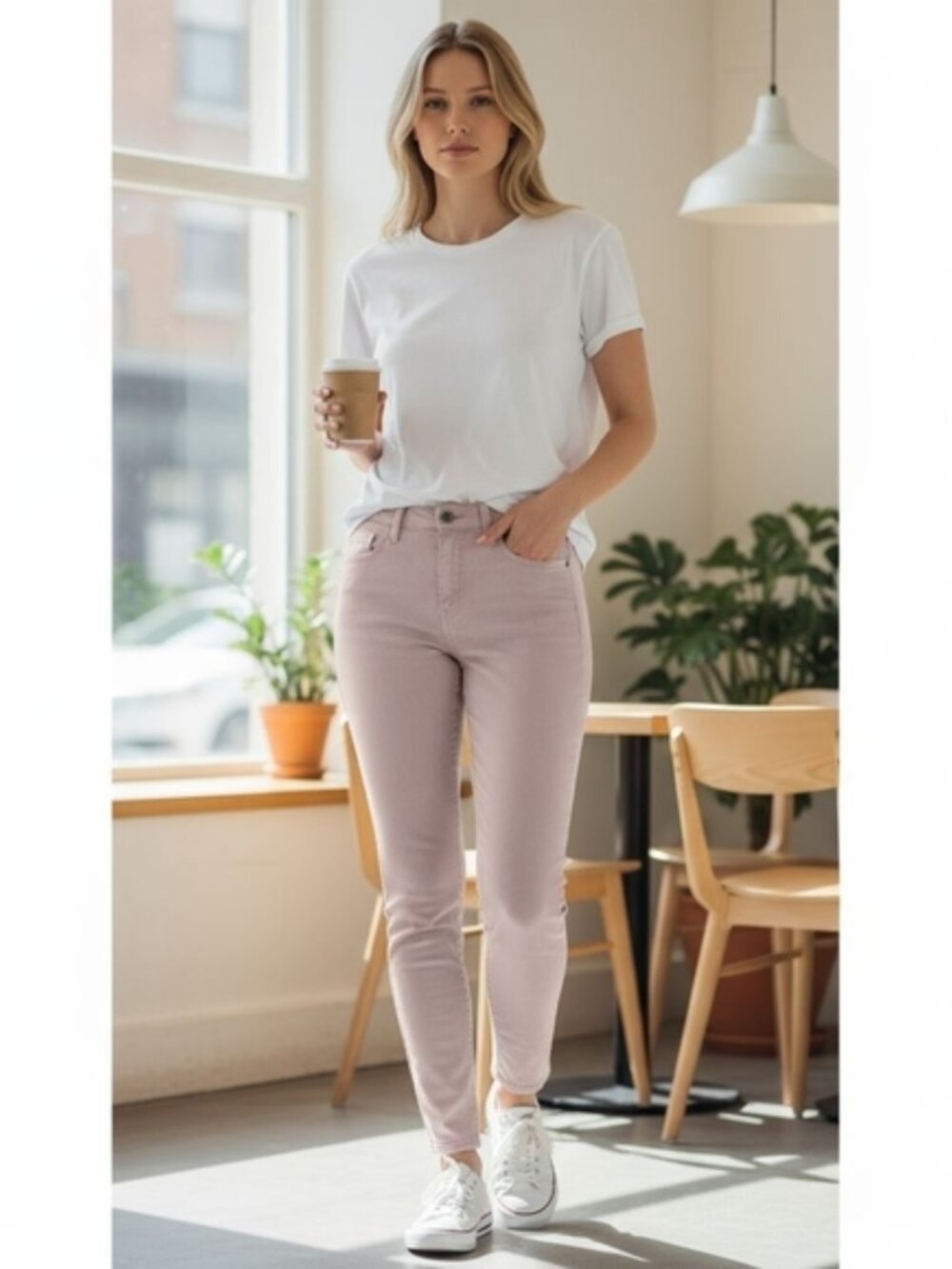 Current Elliott The Stiletto High Rise Skinny Ankle Light Pink Jeans 27 NWT